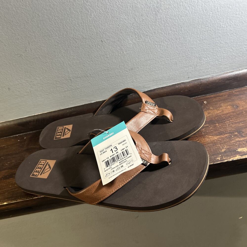 Reef Mens Twinpin, Brown, 13 New with tags